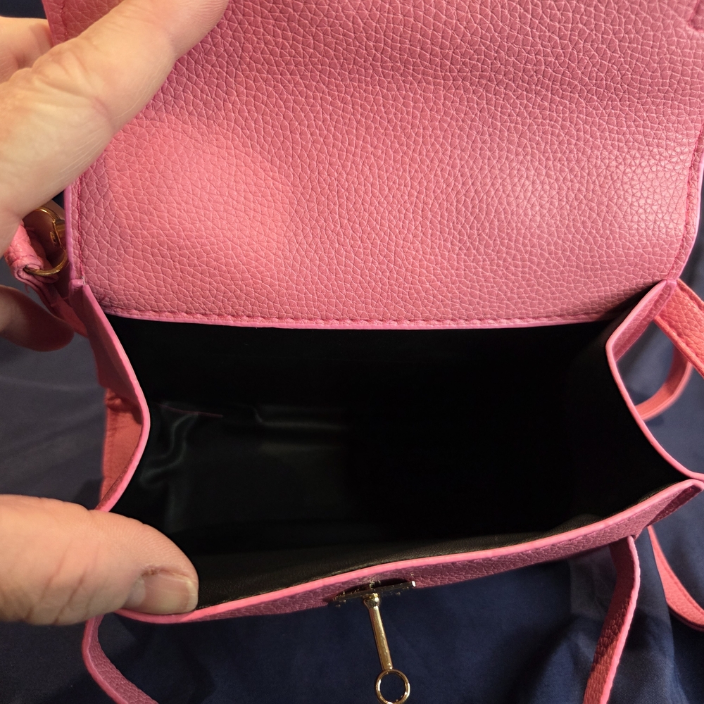 Pink Leather Top-Handle Crossbody Bag - Picture 5 of 7
